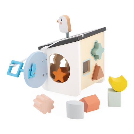 Maison à formes en bois fsc, les oiseaux Multicolore 3 - vertbaudet enfant 