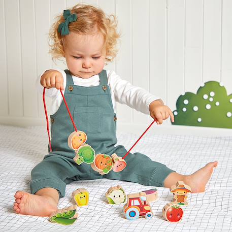 Perles à enfiler en bois fsc légumes Multicolore 2 - vertbaudet enfant 