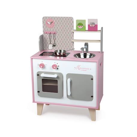 Cuisine en bois macaron, 5 accessoires Rose / blanc 6 - vertbaudet enfant 