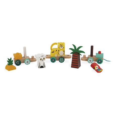 Train à tirer tropik en bois fsc Multicolore 5 - vertbaudet enfant 