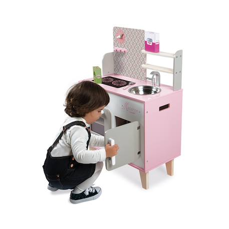 Cuisine en bois macaron, 5 accessoires Rose / blanc 4 - vertbaudet enfant 