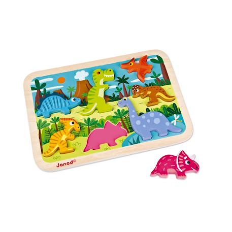 Chunky puzzle dinosaures 7 pièces Multicolore 1 - vertbaudet enfant 