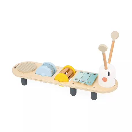 Jouet d'éveil musical en bois chenille Multicolore 1 - vertbaudet enfant 