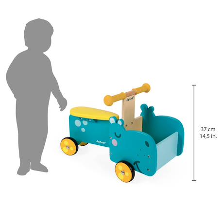 Porteur en bois hippo Bleu / jaune 5 - vertbaudet enfant 
