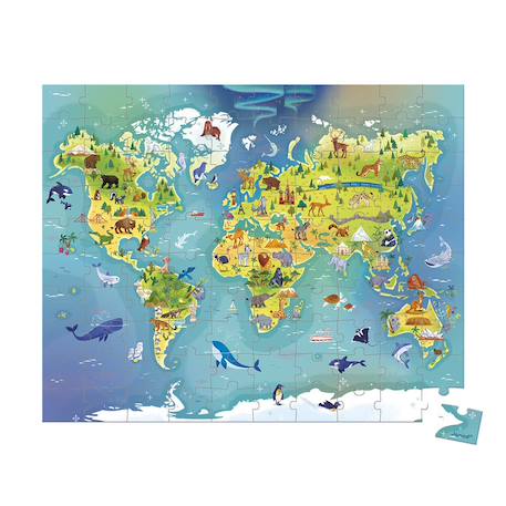 Puzzle le monde 100 pièces Multicolore 2 - vertbaudet enfant 