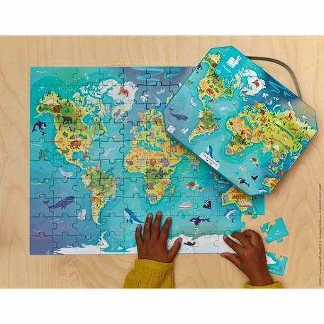 Puzzle le monde 100 pièces Multicolore 3 - vertbaudet enfant 