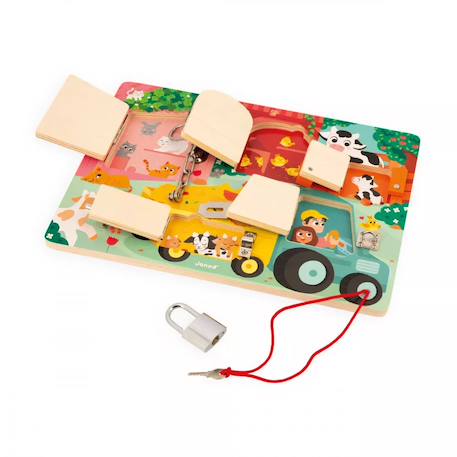 Planche à cadenas la ferme en bois fsc Multicolore 5 - vertbaudet enfant 
