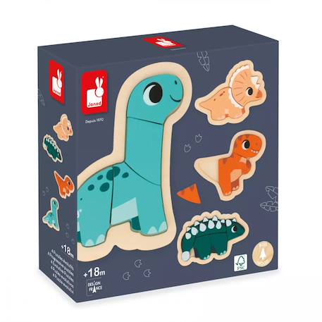 4 puzzles evolutifs dino, 2 à 5 pcs Multicolore 1 - vertbaudet enfant 