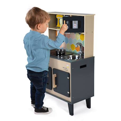Grande cuisine en bois mozaïc Gris / bois 2 - vertbaudet enfant 