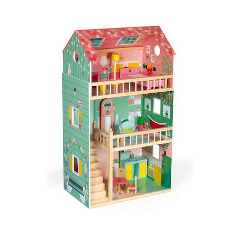 Maison de poupées happy day, 12 accessoires Rose / vert 1 - vertbaudet enfant 