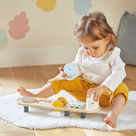 Jouet d'éveil musical en bois chenille Multicolore 2 - vertbaudet enfant 