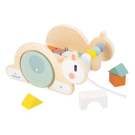 Chariot cube à tirer en bois fsc, 16 cubes Multicolore 1 - vertbaudet enfant 