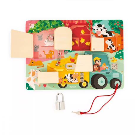 Planche à cadenas la ferme en bois fsc Multicolore 3 - vertbaudet enfant 