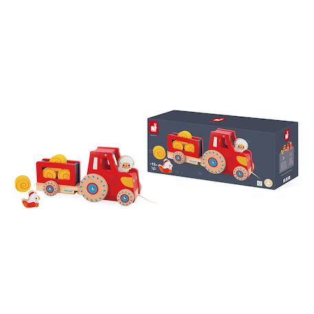 Tracteur à tirer en bois fsc Rouge 4 - vertbaudet enfant 
