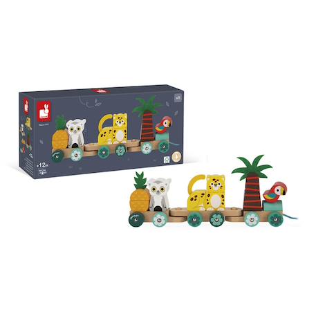 Train à tirer tropik en bois fsc Multicolore 6 - vertbaudet enfant 