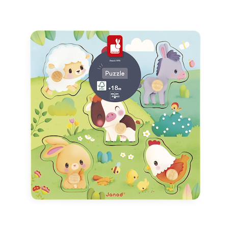 Puzzle tactile en bois fsc ferme Vert 6 - vertbaudet enfant 
