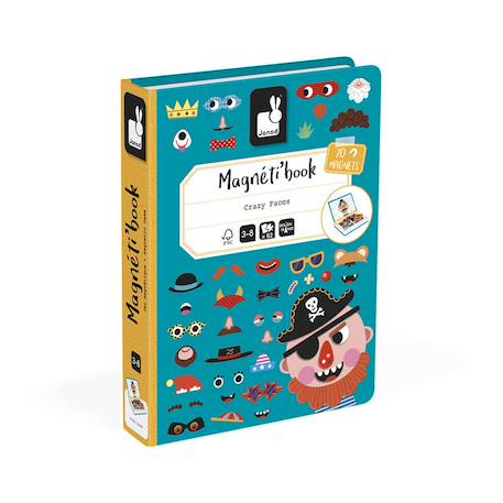 Magnéti'book crazy faces garçon, 70 magnets Bleu 1 - vertbaudet enfant 