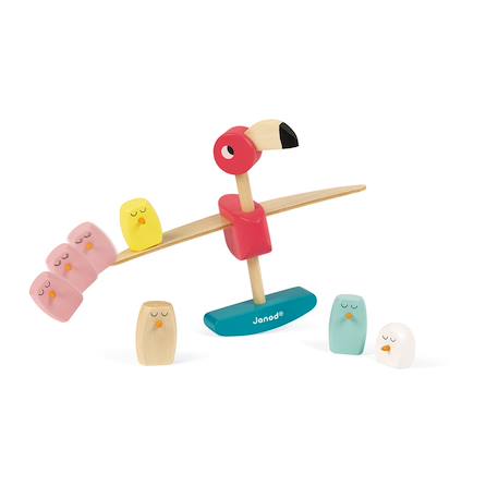 Jeu d'équilibre flamant rose en bois fsc Multicolore 5 - vertbaudet enfant 