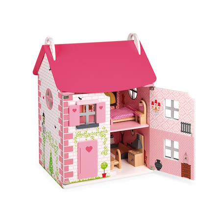 Maison de poupées en bois 11 accessoires Rose 1 - vertbaudet enfant 