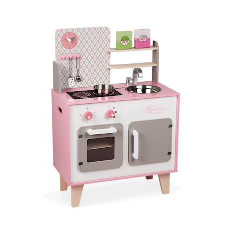 Cuisine en bois macaron, 5 accessoires Rose / blanc 1 - vertbaudet enfant 