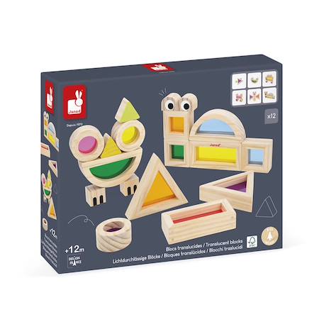 Blocs translucides, 18 blocs 6 cartes modèles Multicolore 3 - vertbaudet enfant 