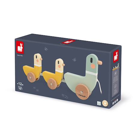Jeu à tirer en bois fsc, 3 canards Vert/jaune 4 - vertbaudet enfant 