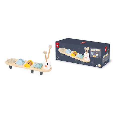 Jouet d'éveil musical en bois chenille Multicolore 5 - vertbaudet enfant 