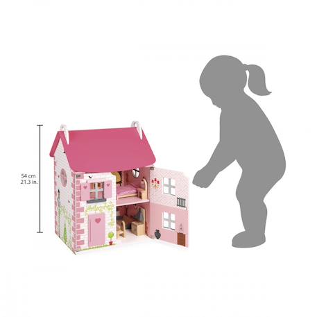 Maison de poupées en bois 11 accessoires Rose 2 - vertbaudet enfant 