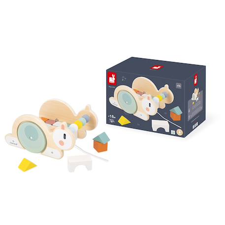 Chariot cube à tirer en bois fsc, 16 cubes Multicolore 5 - vertbaudet enfant 
