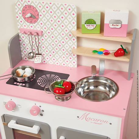 Cuisine en bois macaron, 5 accessoires Rose / blanc 2 - vertbaudet enfant 