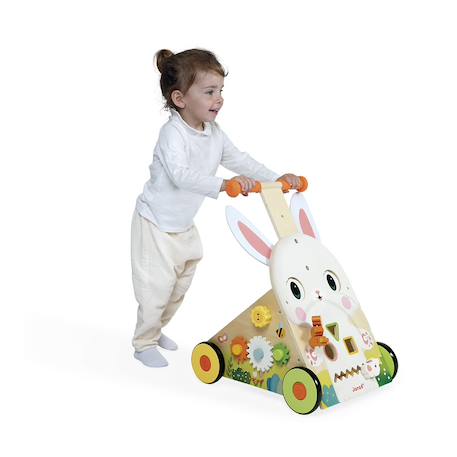 Chariot de marche en bois fsc lapin Multicolore 2 - vertbaudet enfant 