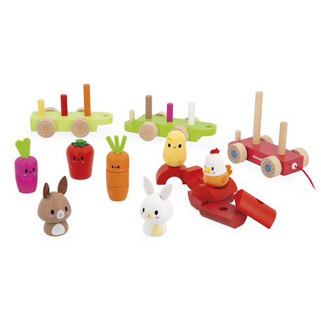 Train de la ferme à tirer en bois fsc Multicolore 3 - vertbaudet enfant 