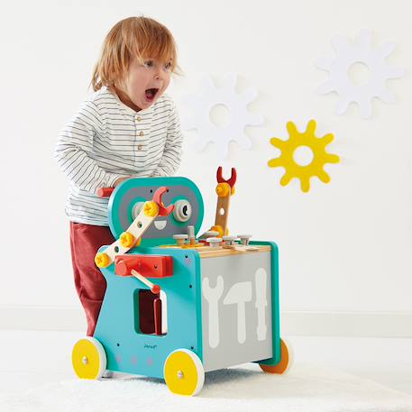 Chariot en bois robot-3 outils 38 accessoires Multicolore 2 - vertbaudet enfant 