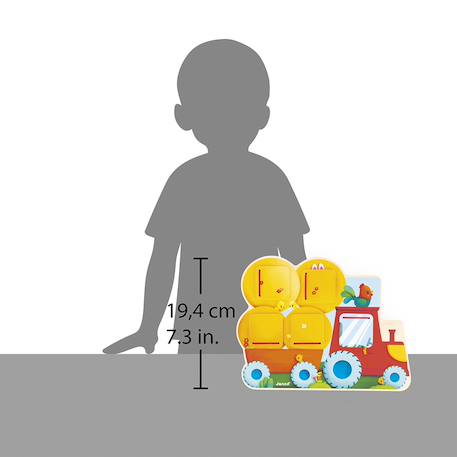 Puzzle cache-cache tracteur en bois fsc Jaune 2 - vertbaudet enfant 