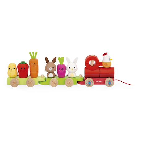 Train de la ferme à tirer en bois fsc Multicolore 1 - vertbaudet enfant 