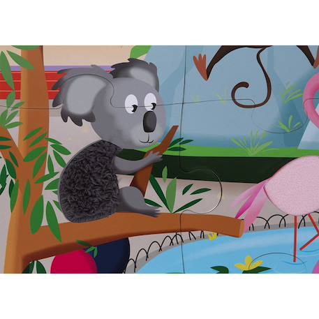 Puzzle tactile  une journée au zoo 20 pièces Multicolore 5 - vertbaudet enfant 