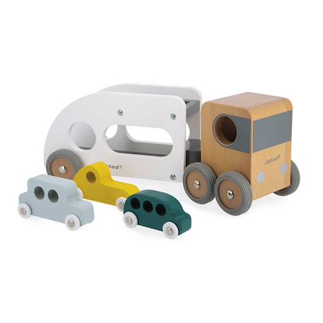 Camion porte-autos et 3 véhicules en bois fsc Blanc 6 - vertbaudet enfant 