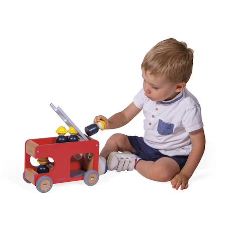 Camion de pompiers en bois fsc Rouge 2 - vertbaudet enfant 