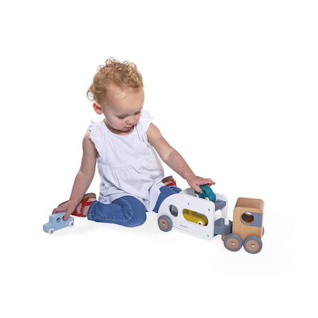 Camion porte-autos et 3 véhicules en bois fsc Blanc 5 - vertbaudet enfant 