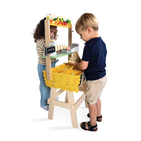 Marchande ferme  'farm market' en bois fsc Jaune 3 - vertbaudet enfant 