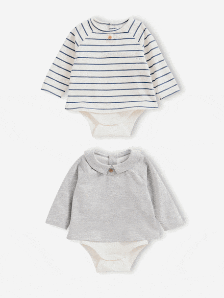 Lot de 2 bodies naissance 2 en 1 gris chiné 6 - vertbaudet enfant 