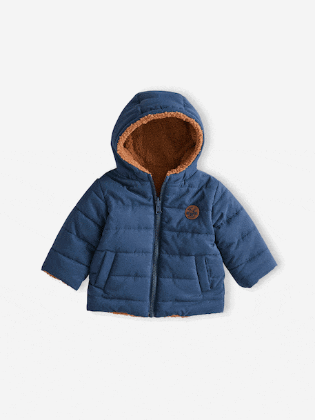 Doudoune à capuche bébé réversible marine 10 - vertbaudet enfant 