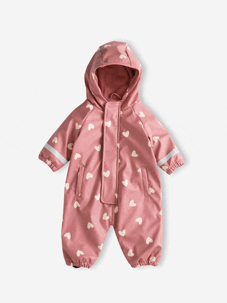Combinaison de pluie imprimée à capuche bébé doublée polaire vieux rose 7 - vertbaudet enfant 
