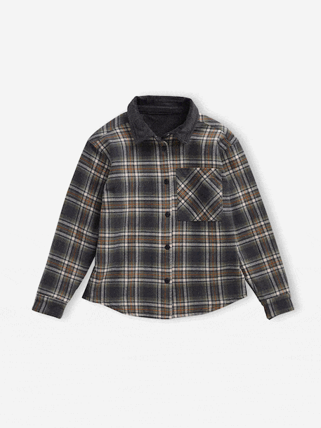 Chemise garçon réversible flanelle et velours anthracite 3 - vertbaudet enfant 