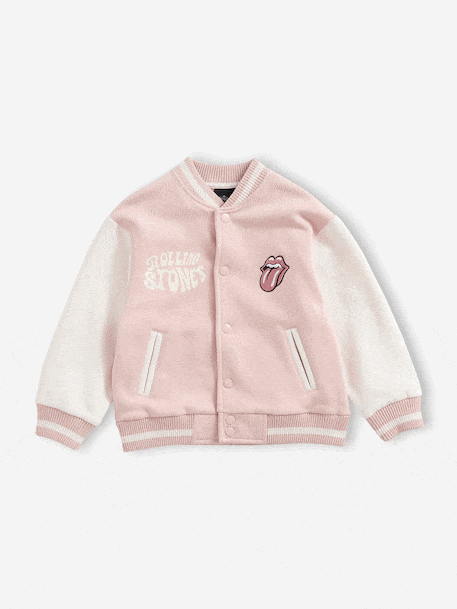 Blouson bombers Rolling Stones fille rose pâle 2 - vertbaudet enfant 