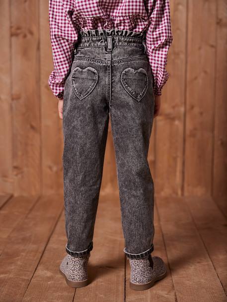 Jean fille mom poches coeur denim gris+gris+stone 15 - vertbaudet enfant 