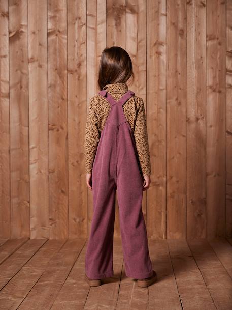 Salopette fille large velours effet molleton mauve+vert sapin 7 - vertbaudet enfant 