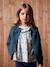 Gilet col fantaisie ajouré fille bleu pétrole 1 - vertbaudet enfant 