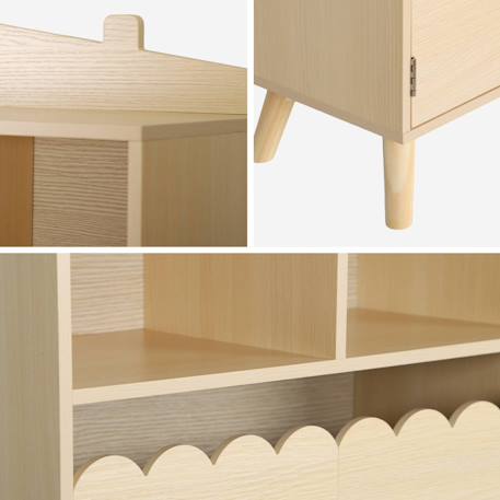 Bibliothèque enfant, 2 portes et 4 étagères Blanc+Naturel+Rose+Vert 12 - vertbaudet enfant 