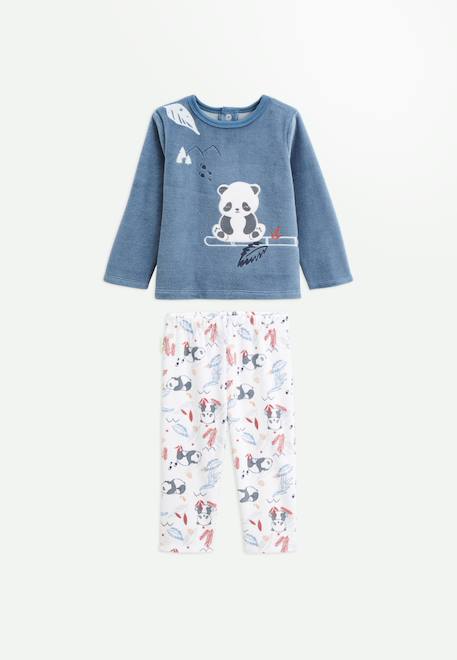 Pyjama bébé 2 pièces en velours tao Bleu 1 - vertbaudet enfant 